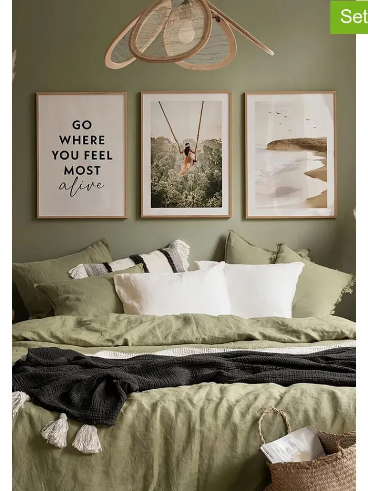 ABERTO DESIGN Wanddekoration<3er-Set: Gerahmte Kunstdrucke - (B)33 x (H)48 cm