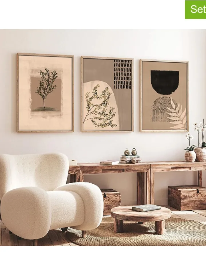 ABERTO DESIGN Wanddekoration<3er-Set: Gerahmte Kunstdrucke