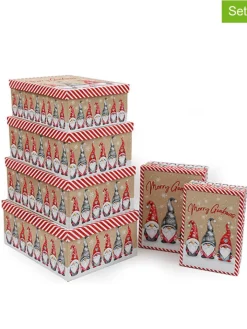 SiL Interiors Partyzubehör & -Dekoration<6er-Set: Geschenkboxen in Beige/ Rot