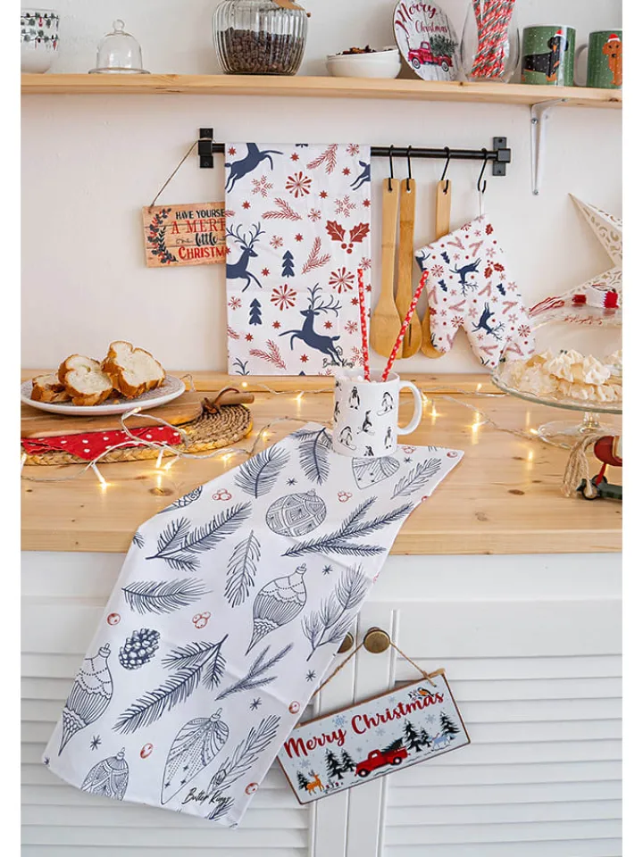Butter Kings Tisch- & Küchentextilien|Küchentextilien<2er-Set: Geschirrtücher "Christmas symbols" in Blau/ Rot/ - (L)70 x (B)50 cm