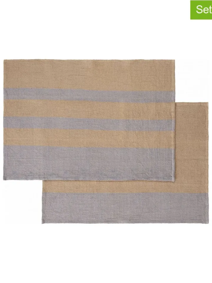 Blomus Küchentextilien|Tisch- & Küchentextilien<2er-Set: Geschirrtücher "Gano" in Beige/ Grau - (L)70 x (B)50 cm