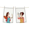 Butter Kings Küchentextilien<2er-Set: Geschirrtücher in Weiß/ Bunt - (L)70 x (B)50 cm