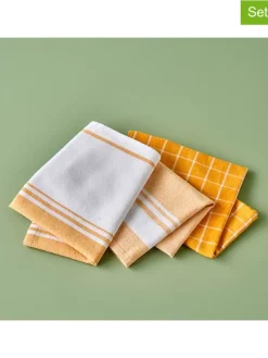 BELLA MAISON Küchentextilien<3er-Set: Geschirrtücher "Juno" in Gelb/ Weiß - (L)65 x (B)45 cm