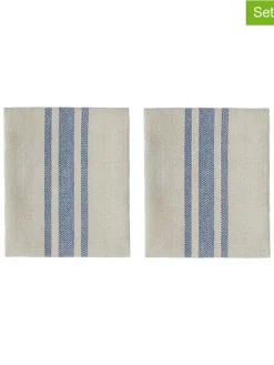 OYOY living design Küchentextilien|Tisch- & Küchentextilien<2er-Set: Geschirrtücher ''Linu'' in Beige/ Blau - (L)45 x (B)45 cm