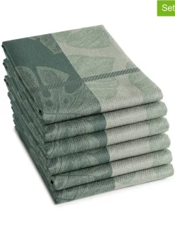 DDDDD Küchentextilien<6er-Set: Geschirrtücher "Monstera" in Grün - (L)65 x (B)60 cm