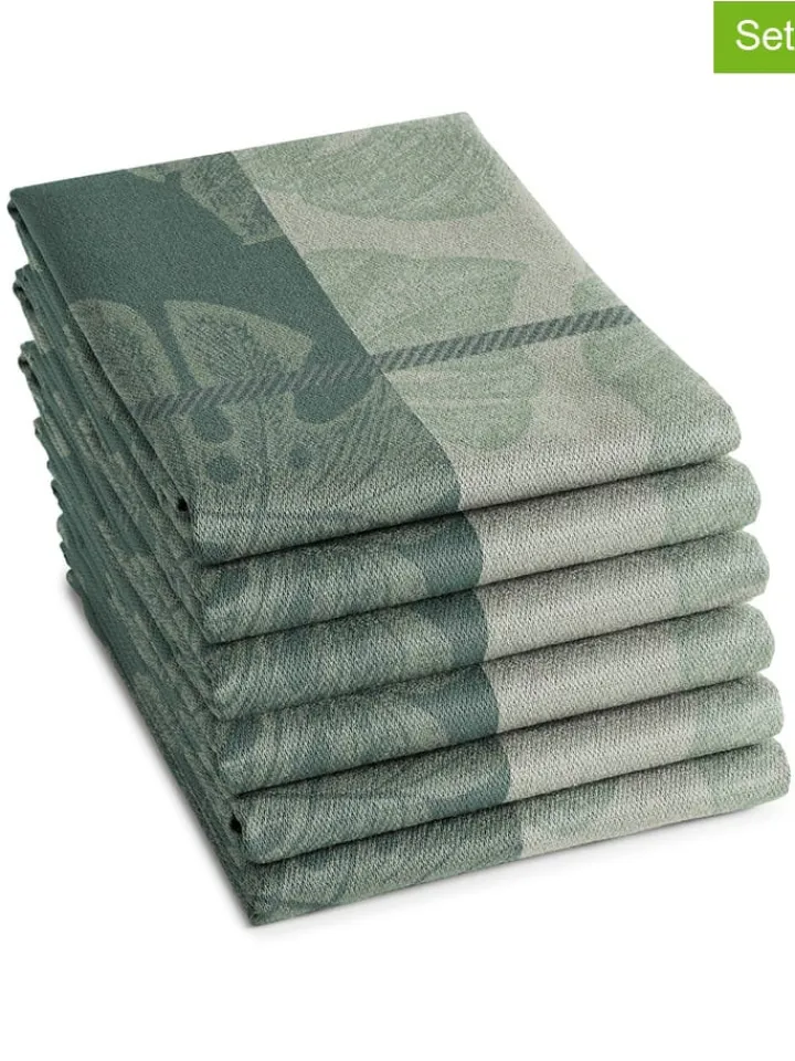 DDDDD Küchentextilien<6er-Set: Geschirrtücher "Monstera" in Grün - (L)65 x (B)60 cm