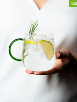 Vialli Design Gedeckter Tisch<2er-Set: Gläser "Bolla" in Transparent/ Grün - 400 ml