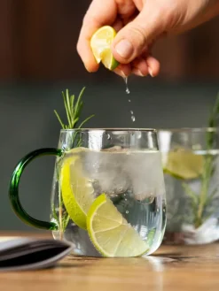 Vialli Design Gedeckter Tisch<2er-Set: Gläser "Bolla" in Transparent/ Grün - 400 ml