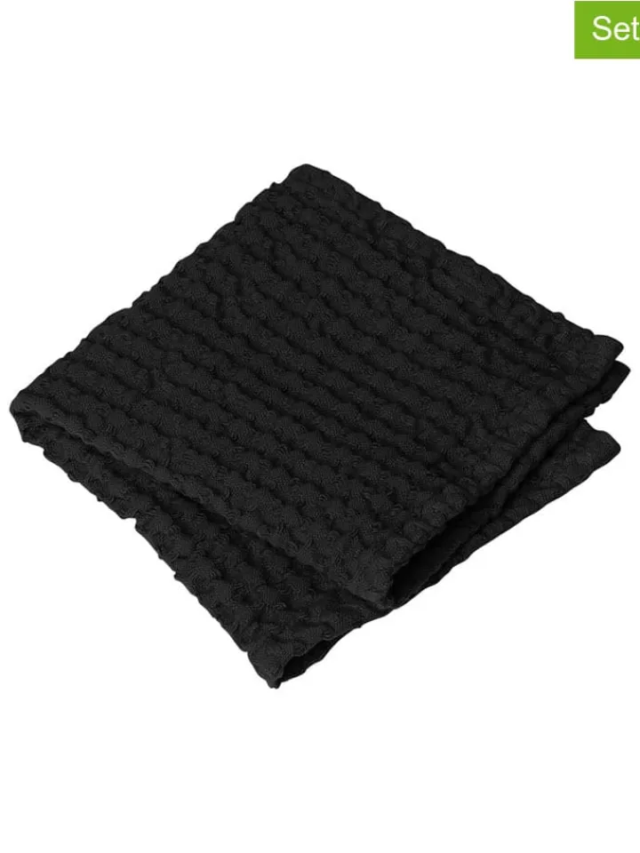 Blomus Badtextilien|Badtextilien<2er-Set: Gästehandtücher "Caro" in Schwarz - (L)30 x (B)30 cm