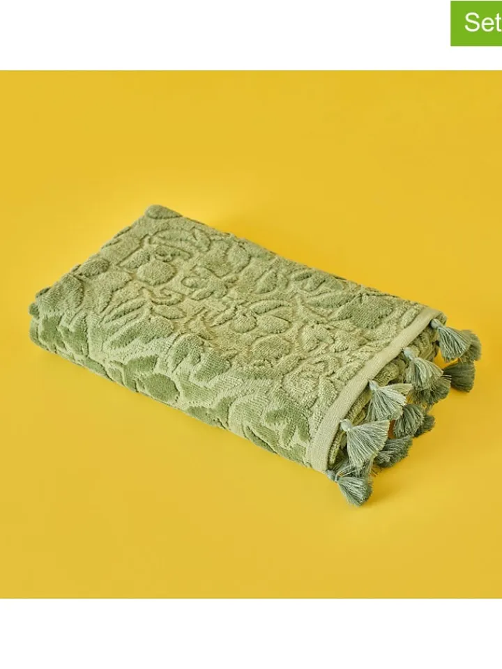 BELLA MAISON Badtextilien|Badtextilien<2er-Set: Gästehandtücher "Jolia" in Grün - (L)30 x (B)30 cm