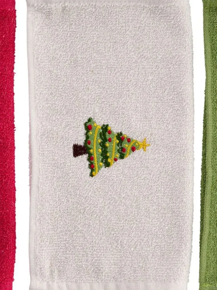 Colourful Cotton Badtextilien|Badtextilien<3er-Set: Handtücher in Weiß/ Rot/ Grün