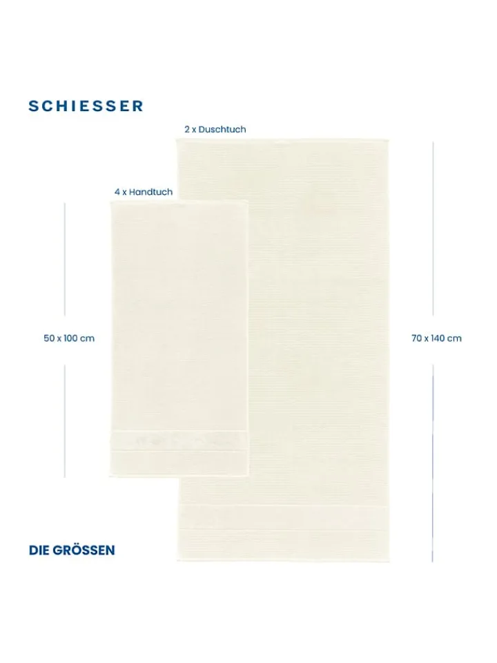 Schiesser Badtextilien|Badtextilien<4er-Set: Handtücher "Turin" in Creme