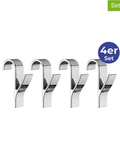 Wenko Badaccessoires<4er-Set: Handtuchhaken in Silber - (H)10,5 cm