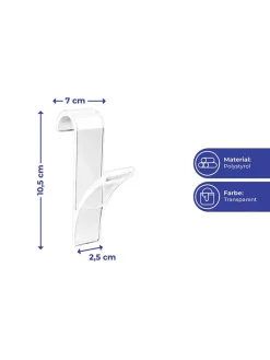 Wenko Badaccessoires<6er-Set: Handtuchhaken in Transparent - (H)10,5 cm