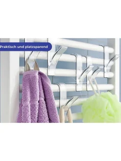 Wenko Badaccessoires<6er-Set: Handtuchhaken in Transparent - (H)10,5 cm