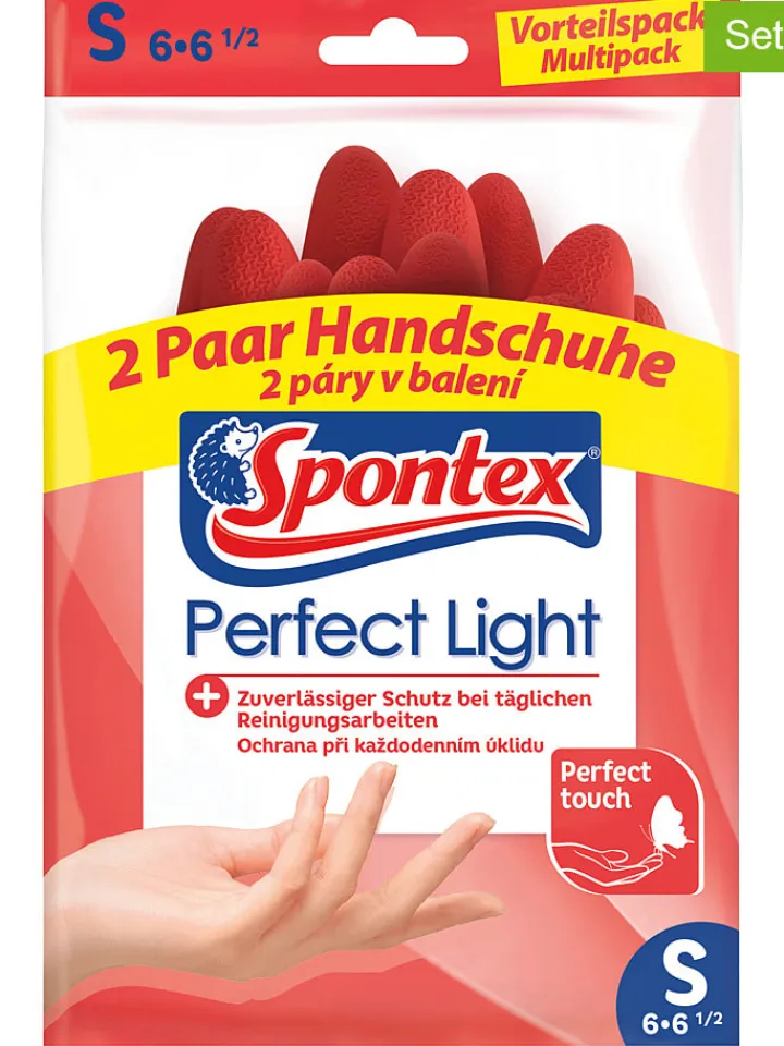 Spontex Putz- & Waschutensilien<7er-Set: Haushalts- Schutzhandschuhe in Rot, je 2 Paar