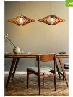 Opviq Decken- & Hängeleuchten<2er-Set: Hängeleuchten in Hellbraun - Ø 47 cm