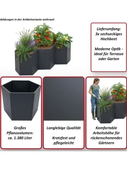 MCW Pflanzen & Zubehör<3er-Set Hochbeet P64, Anthrazit