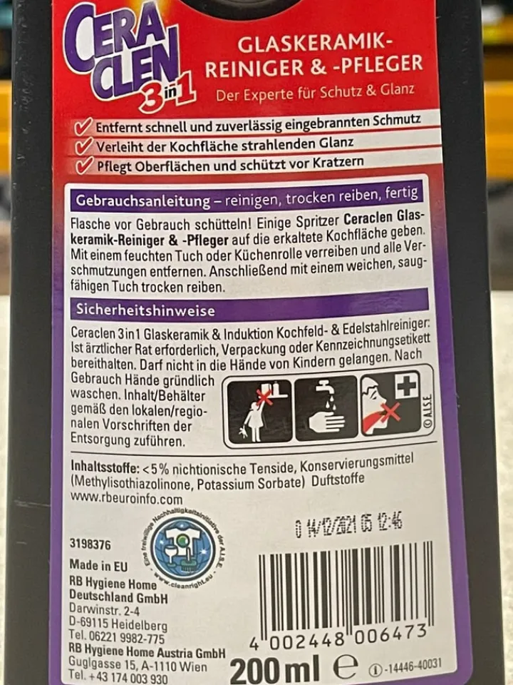 Cera Clen Putz- & Waschutensilien<3er-Set: 3in1-Glaskeramikreiniger, je 200 ml