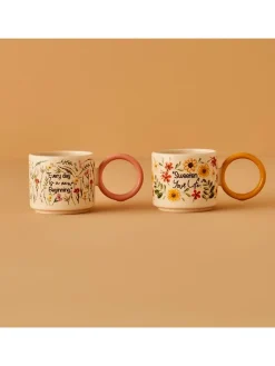 BELLA MAISON Gedeckter Tisch<2er-Set: Kaffeetassen "Flores" in Bunt - 270 ml