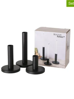 Boltze Kerzen, Vasen & Mehr<3er-Set: Kerzenleuchter "Malko" in Schwarz - (H)16 cm