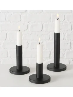 Boltze Kerzen, Vasen & Mehr<3er-Set: Kerzenleuchter "Malko" in Schwarz - (H)16 cm