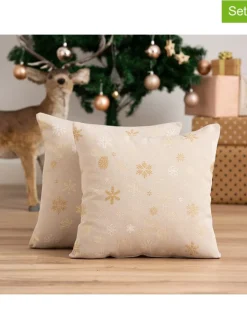 GAMUSI Kissen & Kissenhüllen<2er-Set: Kissenhüllen ''Flake'' in Beige/ Gold
