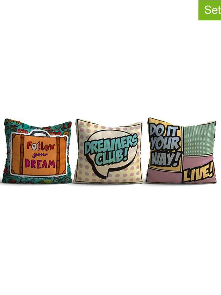 ABERTO DESIGN Kissen & Kissenhüllen<3er-Set: Kissenhüllen in Bunt