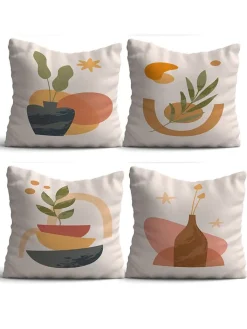 ABERTO DESIGN Kissen & Kissenhüllen<4er-Set: Kissenhüllen in Weiß/ Orange