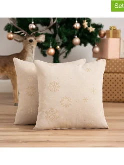 GAMUSI Kissen & Kissenhüllen<2er-Set: Kissenhüllen ''Sparkle'' in Beige/ Gold