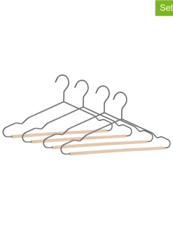 Bizzotto Garderoben<4er-Set: Kleiderbügel in Anthrazit/ Beige - (B)41,5 x (H)20 cm