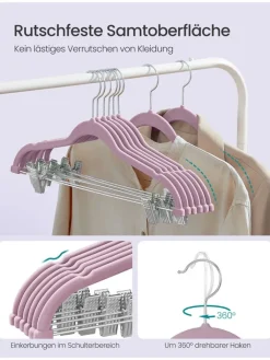 SONGMICS Garderoben<30er-Set: Kleiderbügel in Lila - (B)42,5 x (H)23,5 cm