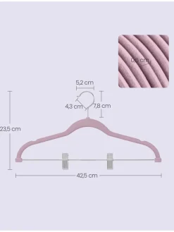 SONGMICS Garderoben<30er-Set: Kleiderbügel in Lila - (B)42,5 x (H)23,5 cm