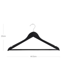 SONGMICS Garderoben<10er-Set: Kleiderbügel in Schwarz - (L)44,5 x (B)23 cm