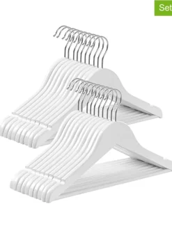 SONGMICS Garderoben<20er-Set: Kleiderbügel in Weiß/ Silber - (B)35 x (H)20 cm