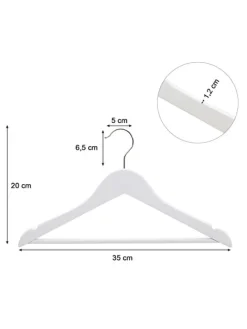 SONGMICS Garderoben<20er-Set: Kleiderbügel in Weiß/ Silber - (B)35 x (H)20 cm