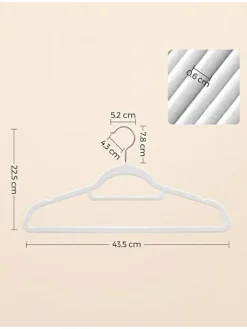 Songmics Regale & Schränke|Garderoben<50er-Set: Kleiderbügel in Weiß/ Silber - (B)43,5 x (H)22,5 cm