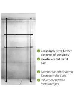 Wenko Regale & Schränke|Garderoben<2er-Set: Kleiderstangen "Herkules" in Schwarz - (L)120 cm