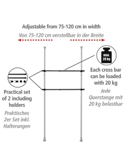 Wenko Regale & Schränke|Garderoben<2er-Set: Kleiderstangen "Herkules" in Schwarz - (L)120 cm