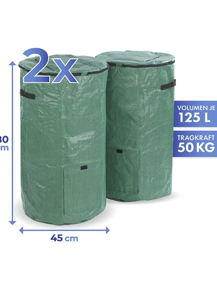 Wenko Gartendekoration<2er-Set: Komposttaschen in Grün, 2x 125 l