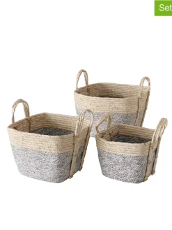 Boltze Kisten & Körbe<3er-Set: Körbe "Rulah" in Grau/ Beige