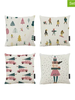 Butter Kings Kissen & Kissenhüllen<4er-Set: Kíssenhüllen "Holiday mood" in Bunt - (L)45 x (B)45 cm