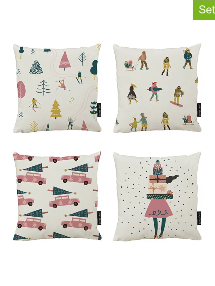 Butter Kings Kissen & Kissenhüllen<4er-Set: Kíssenhüllen "Holiday mood" in Bunt - (L)45 x (B)45 cm