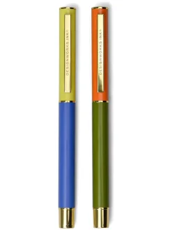 DESIGNWORKS INK ® Büro- & Schulbedarf<2er-Set: Kugelschreiber in Blau/ Khaki/ Orange - (L)13 cm