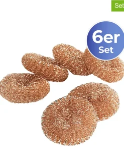 Wenko Putz- & Waschutensilien<6er-Set: Kupferschwämme in Hellbraun - Ø 9 cm