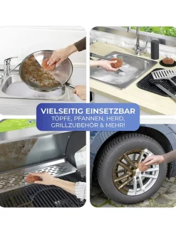 Wenko Putz- & Waschutensilien<6er-Set: Kupferschwämme in Hellbraun - Ø 9 cm