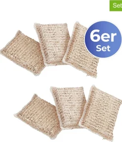 Wenko Putz- & Waschutensilien<6er-Set: Kupferschwämme in Hellbraun - (L)11 x (B)7 cm