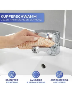 Wenko Putz- & Waschutensilien<6er-Set: Kupferschwämme in Hellbraun - (L)11 x (B)7 cm