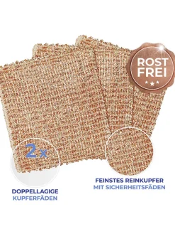 Wenko Putz- & Waschutensilien<10er-Set: Kupfertücher in Hellbraun - (L)16 x (B)13 cm
