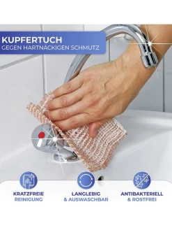 Wenko Putz- & Waschutensilien<10er-Set: Kupfertücher in Hellbraun - (L)16 x (B)13 cm